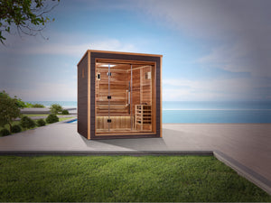 Golden Designs Drammen 3 Person Outdoor-Indoor Traditional Sauna (GDI-8203-01) - Canadian Red Cedar Interior