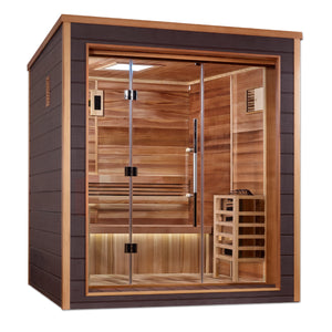 Golden Designs Drammen 3 Person Outdoor-Indoor Traditional Sauna (GDI-8203-01) - Canadian Red Cedar Interior