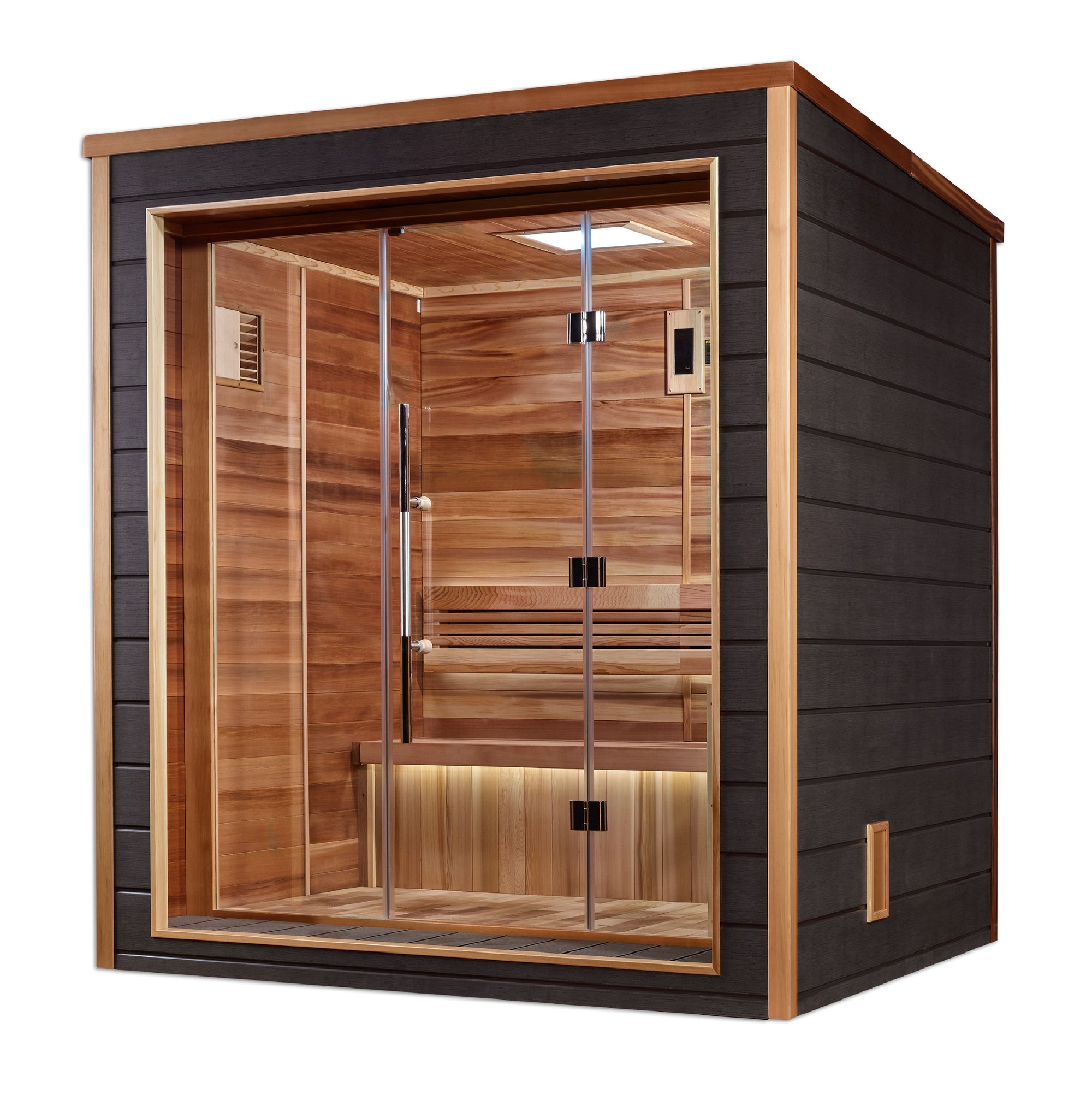 Golden Designs Drammen 3 Person Outdoor-Indoor Traditional Sauna (GDI-8203-01) - Canadian Red Cedar Interior