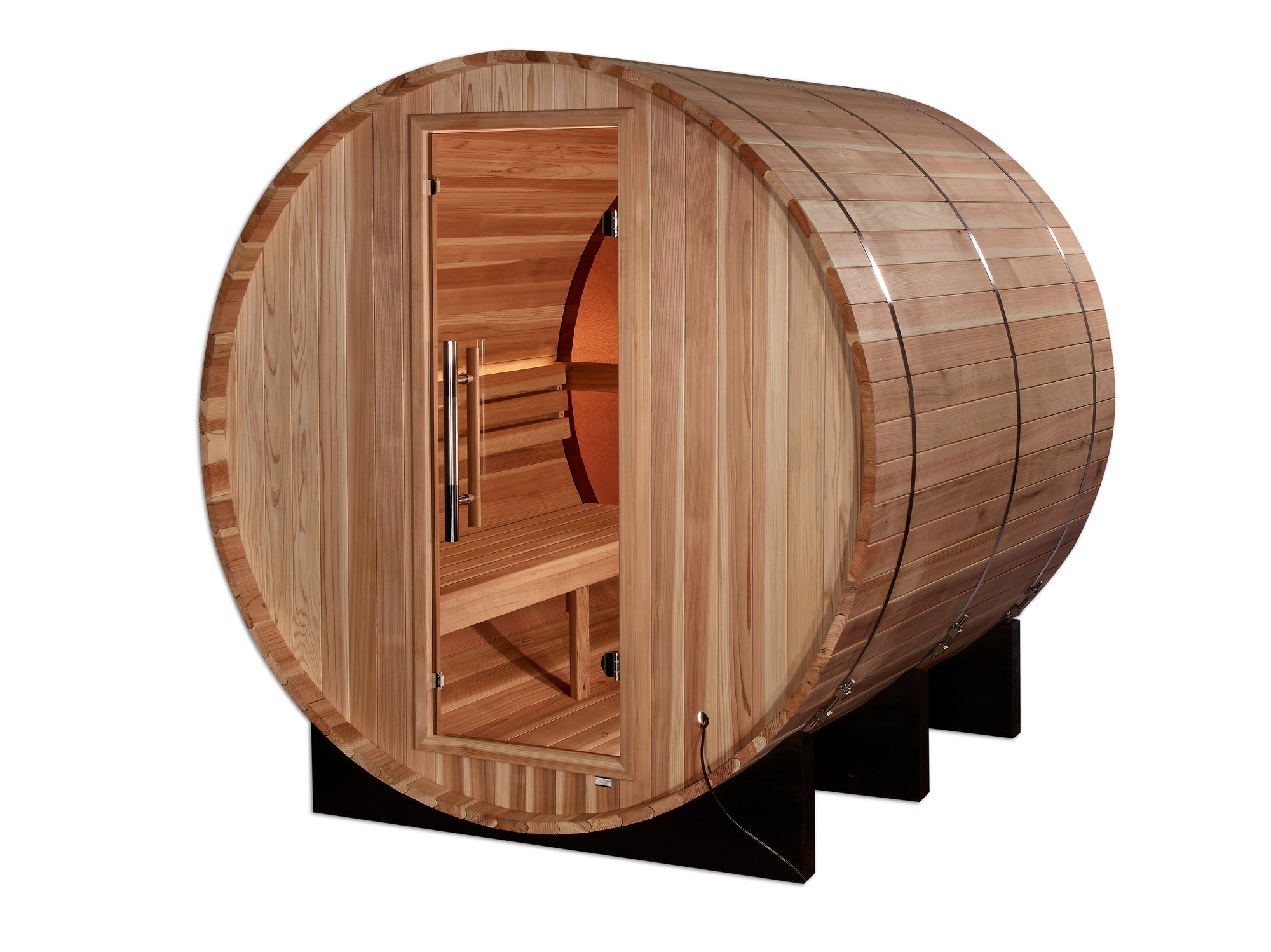 Golden Designs "Zurich" 4 Person Barrel with Bronze Privacy View - Traditional Sauna - Pacific Cedar