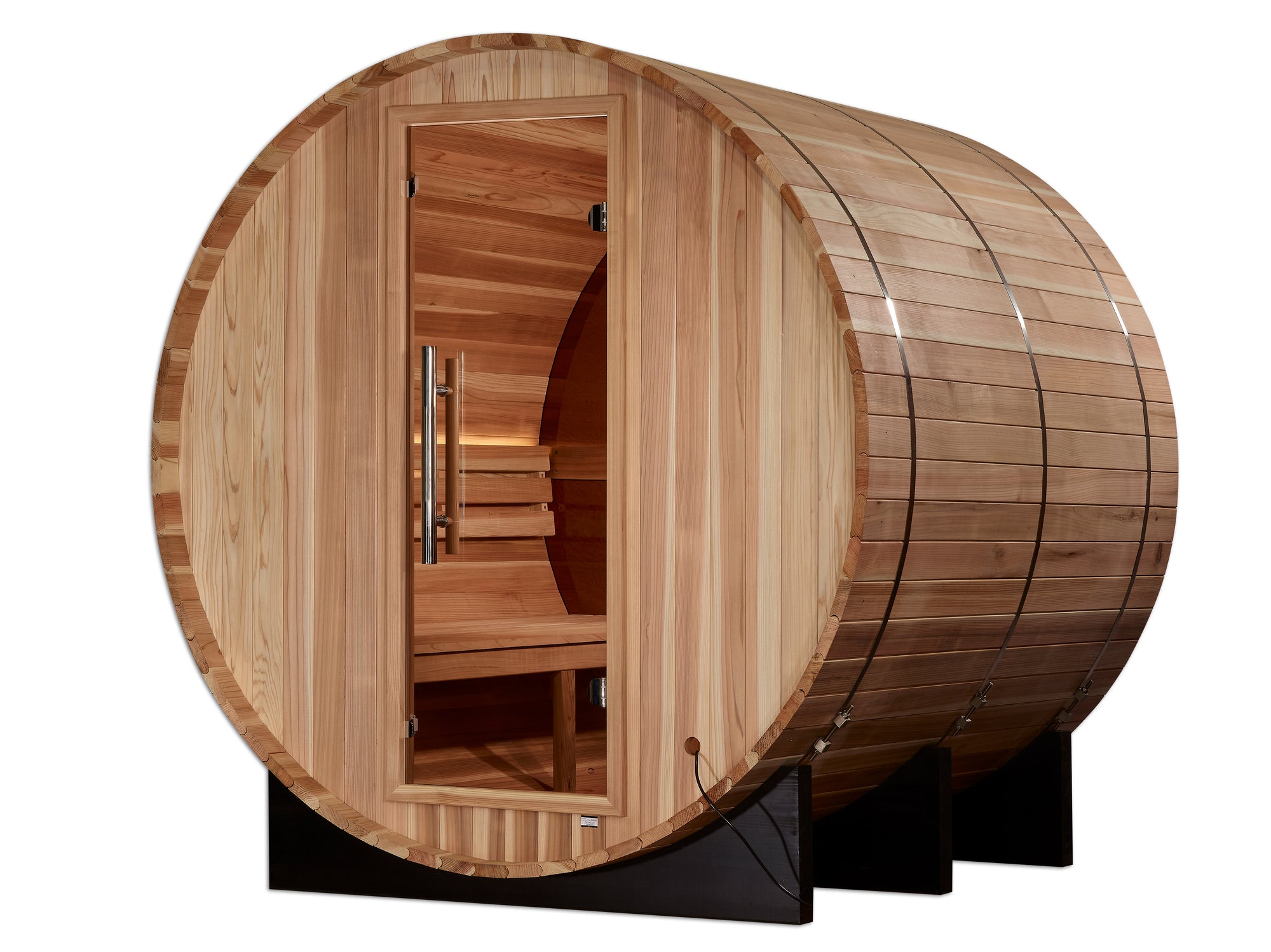 Golden Designs "Zurich" 4 Person Barrel with Bronze Privacy View - Traditional Sauna - Pacific Cedar